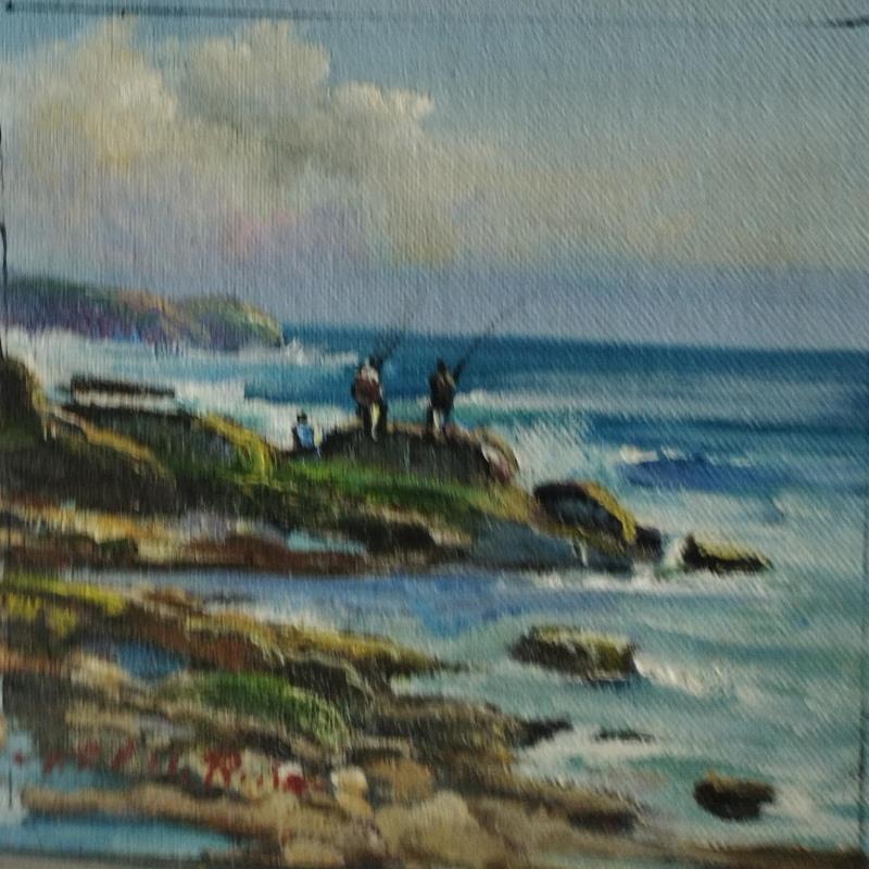 Peinture Pescando en las rocas par Cabello Ruiz Jose | Tableau Impressionnisme Scènes de vie Huile