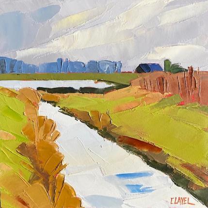 Peinture Le canal à l'automne par Clavel Pier-Marion | Tableau Impressionnisme Bois, Huile Paysages