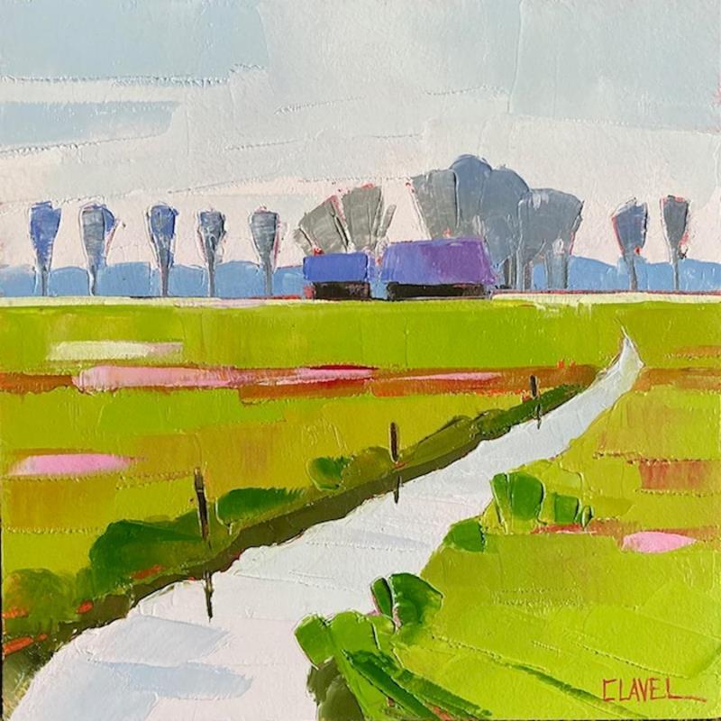 Painting Vers la ferme by Clavel Pier-Marion | Painting Impressionism Oil, Wood Landscapes