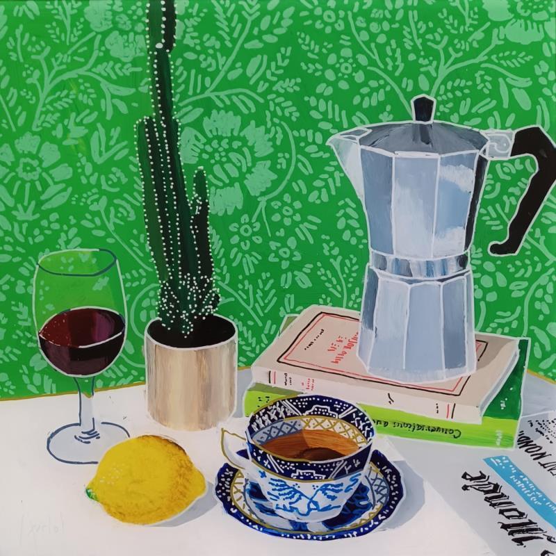 Painting Le café de David by Auriol Philippe | Painting Figurative Still-life Plexiglass Acrylic Posca