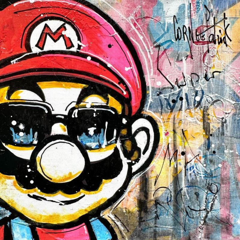 Peinture Mario is back par Cornée Patrick | Tableau Pop-art Cinéma Icones Pop Enfant Graffiti Huile