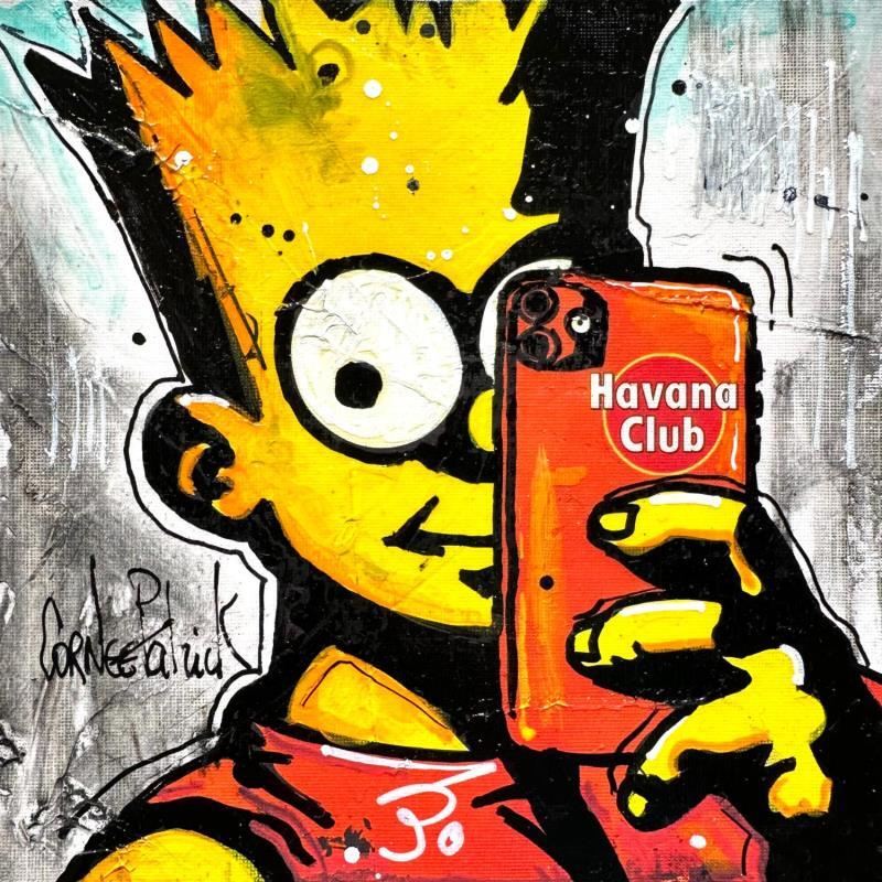 Painting Bart Simpson, selfie by Cornée Patrick | Painting Pop-art Graffiti, Oil Child, Cinema, Pop icons