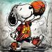 Gemälde Snoopy love basketball von Cornée Patrick | Gemälde Pop-Art Pop-Ikonen Sport Alltagsszenen Graffiti Öl