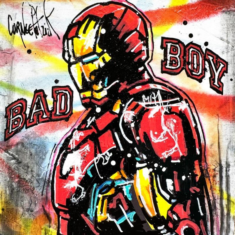 Peinture Iron Man, bad boy par Cornée Patrick | Tableau Pop-art Portraits Cinéma Icones Pop Graffiti Huile