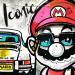 Peinture Mario Bros avec sa Porsche 911 par Cornée Patrick | Tableau Pop-art Cinéma Icones Pop Enfant Graffiti Huile