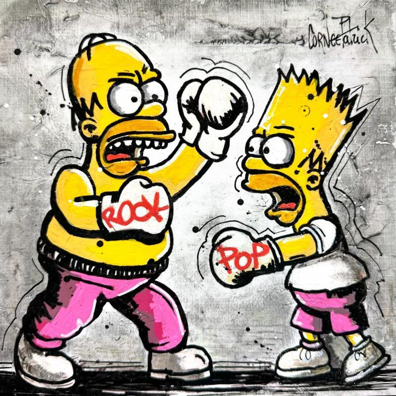 Painting Bart et Homer Simpson, Pop et Rock by Cornée Patrick | Painting Pop-art Graffiti, Oil Child, Cinema, Pop icons