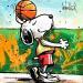 Gemälde Snoopy est un champion de Basketball von Cornée Patrick | Gemälde Pop-Art Kino Pop-Ikonen Kinder Graffiti Öl