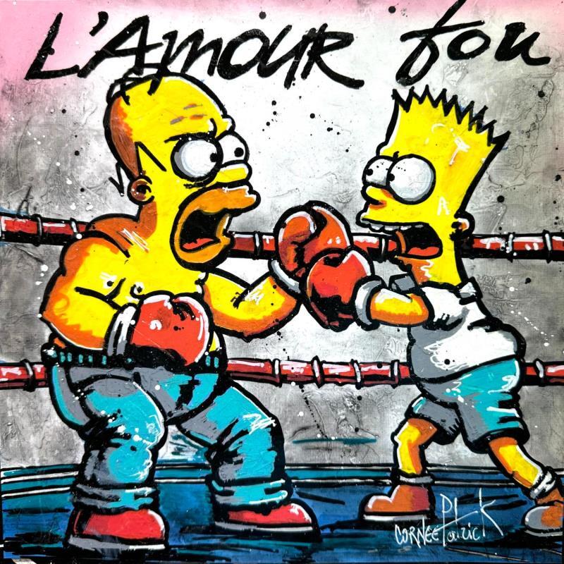 Peinture Homer et Bart Simpson, l'amour fou par Cornée Patrick | Tableau Pop-art Graffiti, Huile Cinéma, Icones Pop, Sport