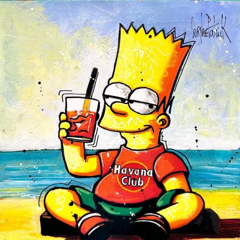 Painting Bart Simpson aime les cocktails by Cornée Patrick | Painting Pop-art Graffiti, Oil Cinema, Life style, Pop icons