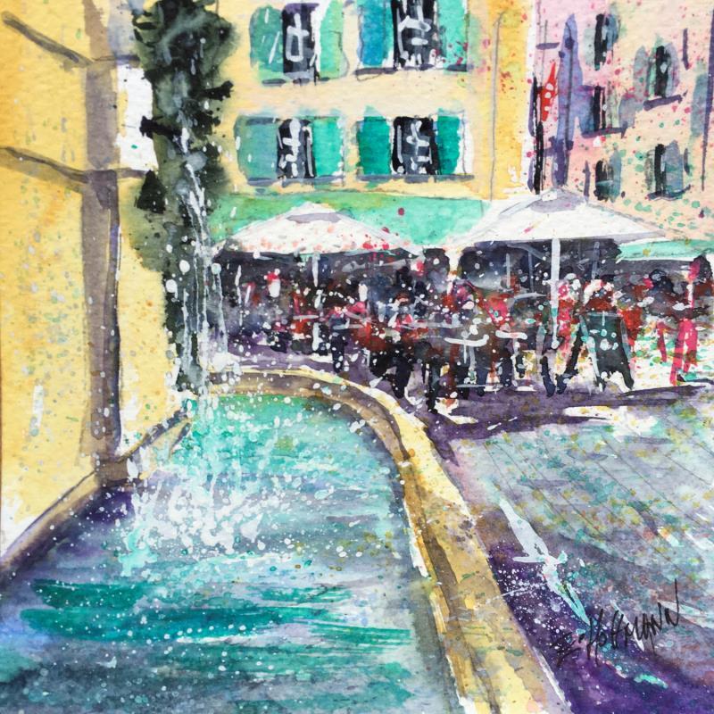 Painting Toulon Fraîcheur de la Fontaine  by Hoffmann Elisabeth | Painting Figurative Urban Watercolor