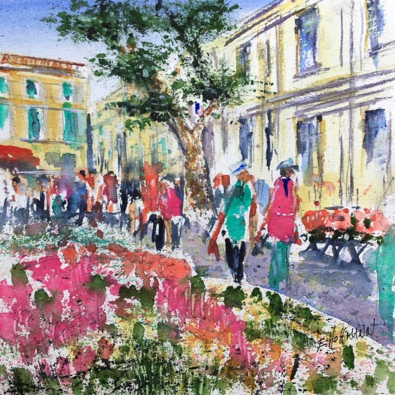 Painting Toulon Marché provençal  by Hoffmann Elisabeth | Painting Figurative Urban Watercolor
