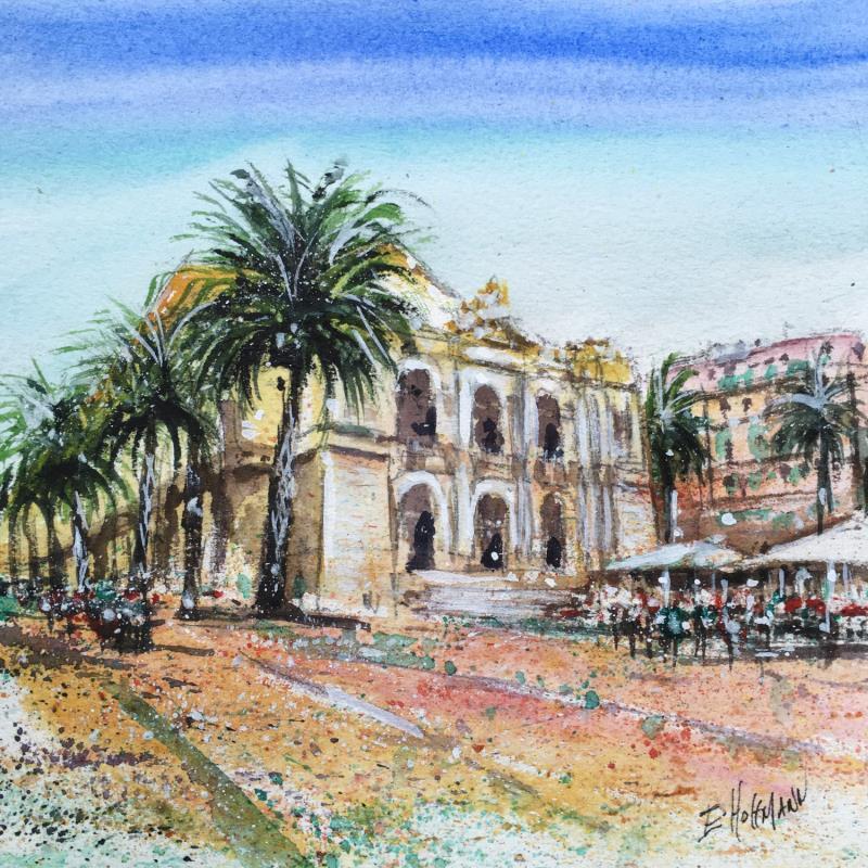 Painting Toulon l'Opera  by Hoffmann Elisabeth | Painting Figurative Urban Watercolor