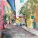 Painting Toulon ruelle colorée  by Hoffmann Elisabeth | Painting Figurative Urban Watercolor