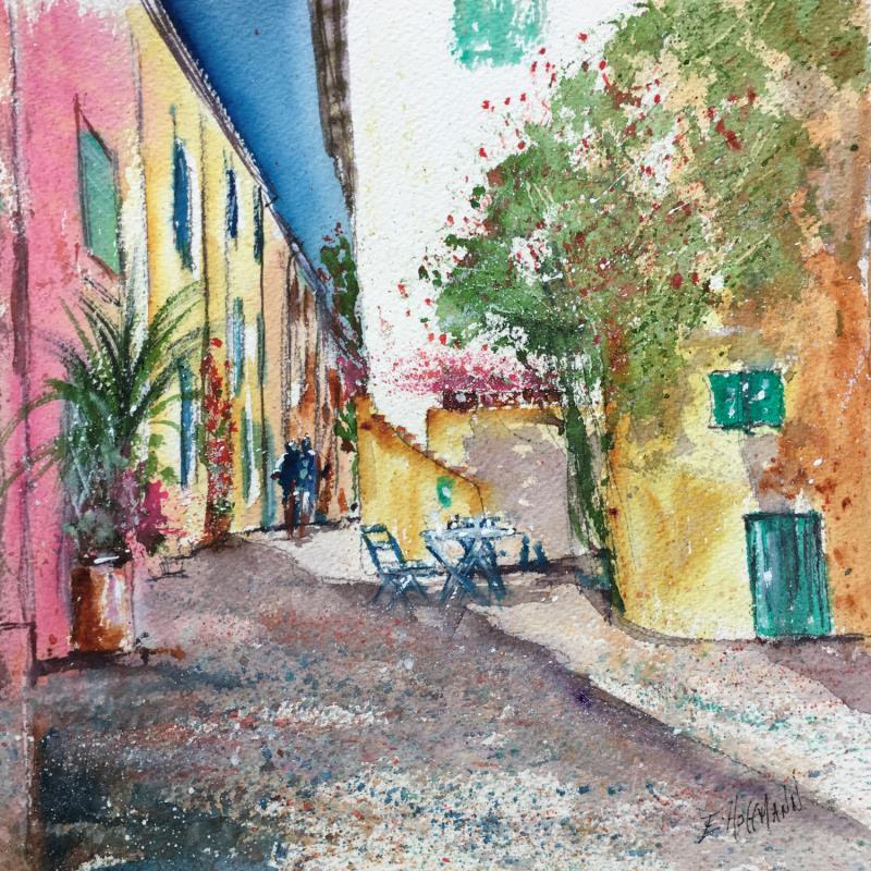 Painting Toulon ruelle colorée  by Hoffmann Elisabeth | Painting Figurative Urban Watercolor