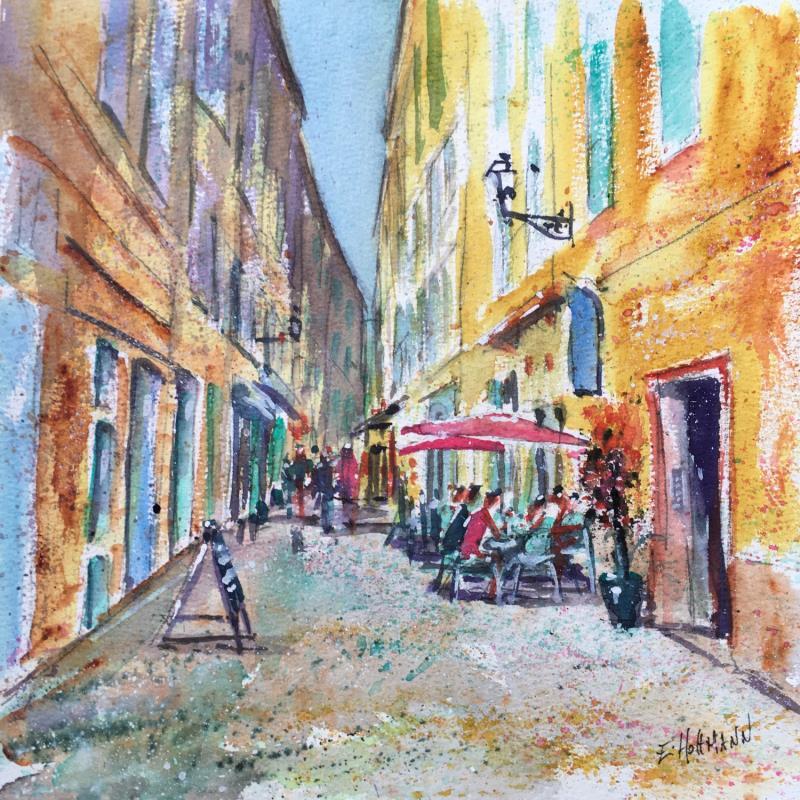 Painting Toulon ruelle aux couleurs chaudes  by Hoffmann Elisabeth | Painting Figurative Urban Watercolor