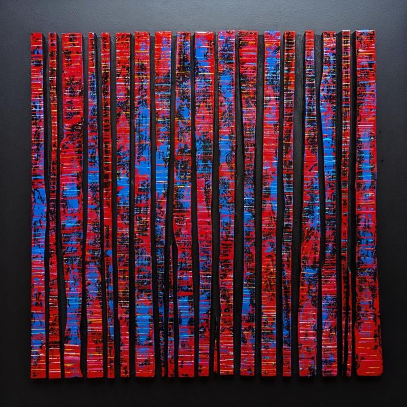 Painting Bc21 fine street rouge bleu by Langeron Luc | Painting Subject matter Acrylic, Resin, Wood