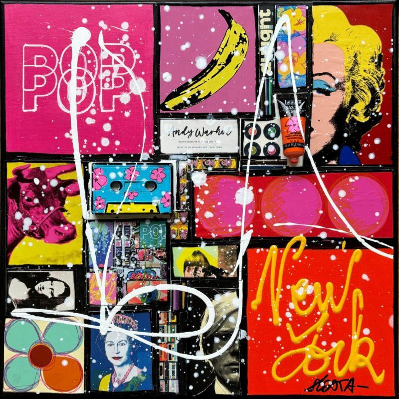 Painting NY Pop by Costa Sophie | Painting Pop-art Pop icons Acrylic Gluing Upcycling