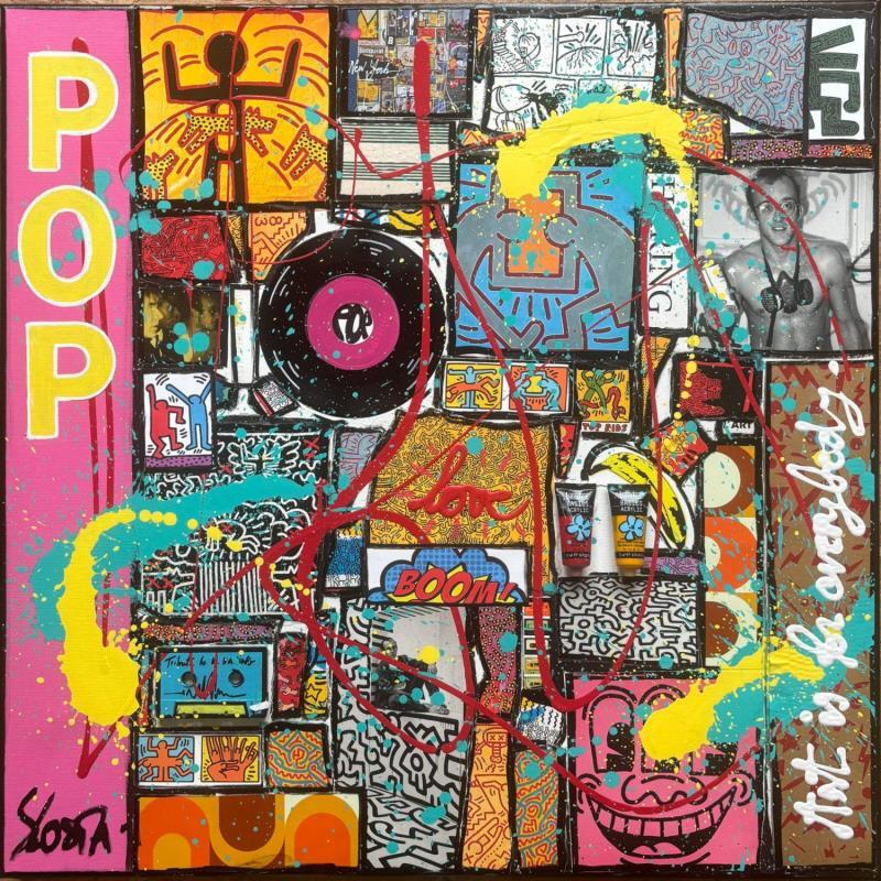 Painting Keith Haring, the one! by Costa Sophie | Painting Pop-art Acrylic, Gluing, Upcycling Pop icons