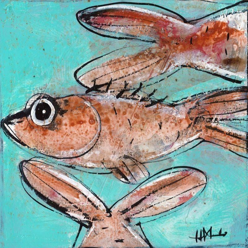 Gemälde poissons  von Maury Hervé | Gemälde Art brut Tiere