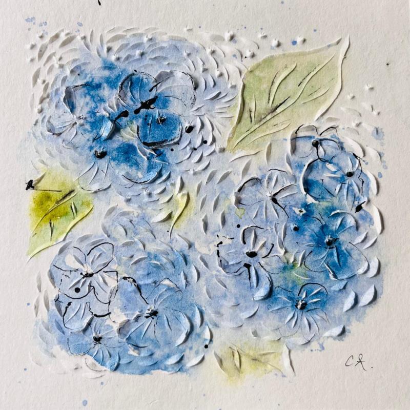 Peinture Hydrangea in Japan par Caitrin Alexandre | Tableau Figuratif Aquarelle, Encre Minimaliste, Nature, Paysages