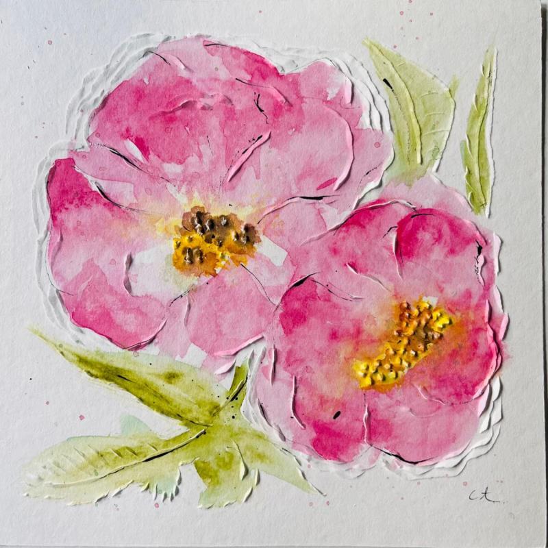 Painting Peonies by Caitrin Alexandre | Painting Figurative Nature Watercolor Ink Paper