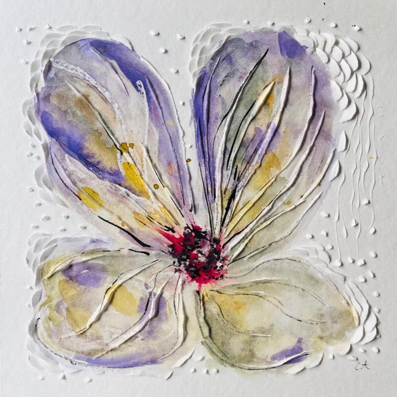 Peinture Butterfly Flower par Caitrin Alexandre | Tableau Figuratif Nature Aquarelle Encre Papier