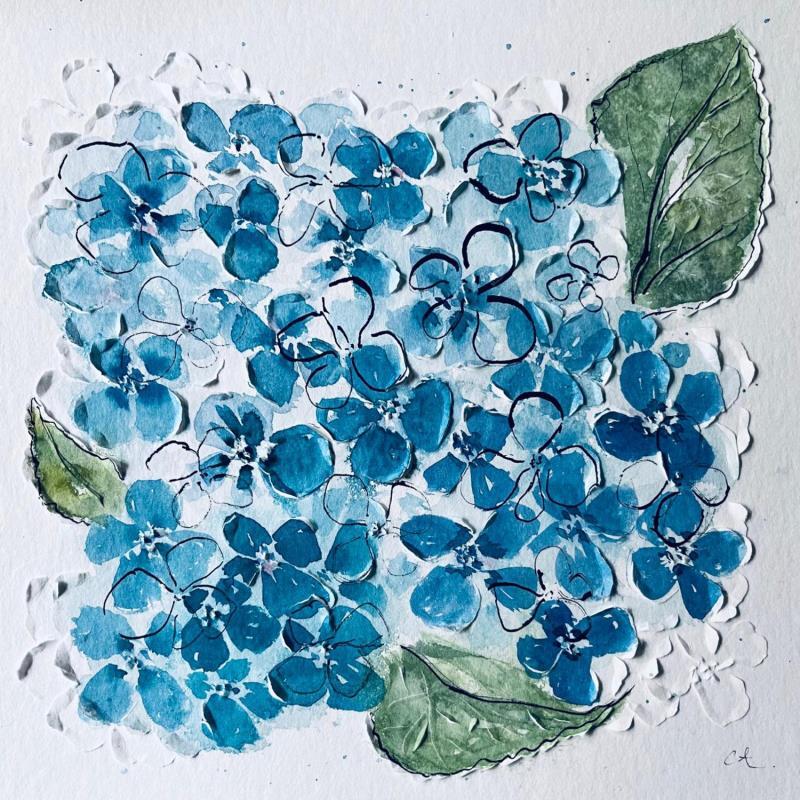 Gemälde Boastfulness Hydrangea von Caitrin Alexandre | Gemälde Impressionismus Natur Aquarell Tinte Papier