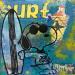 Peinture Snoopy surf par Kikayou | Tableau Pop-art Icones Pop Graffiti Acrylique Collage