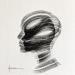 Peinture Time CCCVII par Nicol | Tableau Figuratif Portraits Minimaliste Noir & blanc Encre