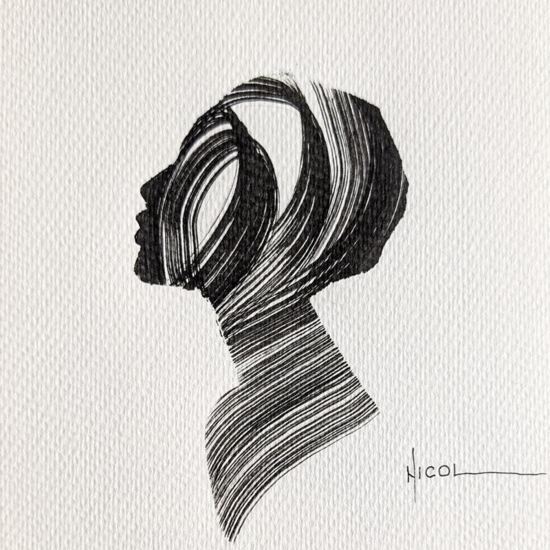 Painting Time CCCIX by Nicol | Painting Figurative Portrait Minimalist Black & White Ink