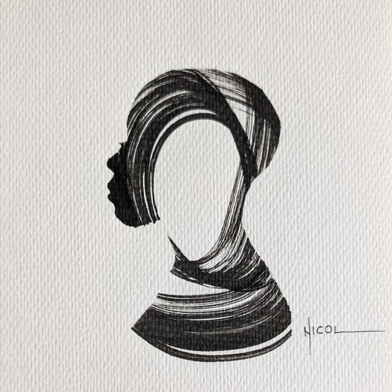Painting Time CCCXII by Nicol | Painting Figurative Portrait Minimalist Black & White Ink