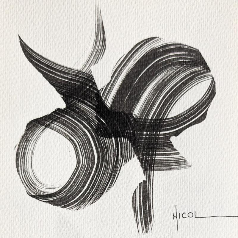 Gemälde Time CCCXI von Nicol | Gemälde Figurativ Porträt Minimalistisch Schwarz & Weiß Tinte