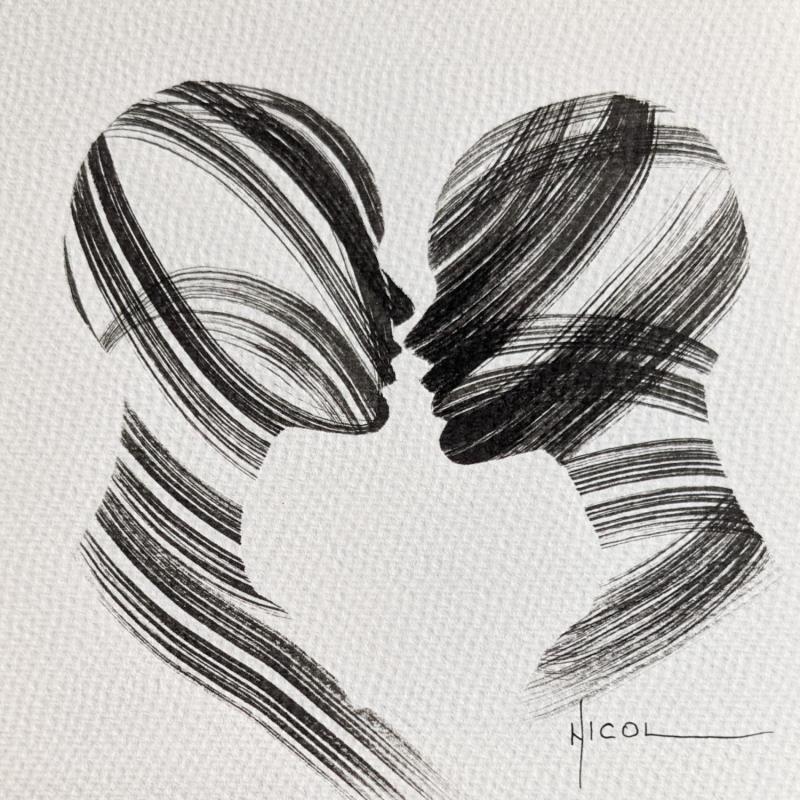 Painting Time CCXCIX by Nicol | Painting Figurative Portrait Minimalist Black & White Ink