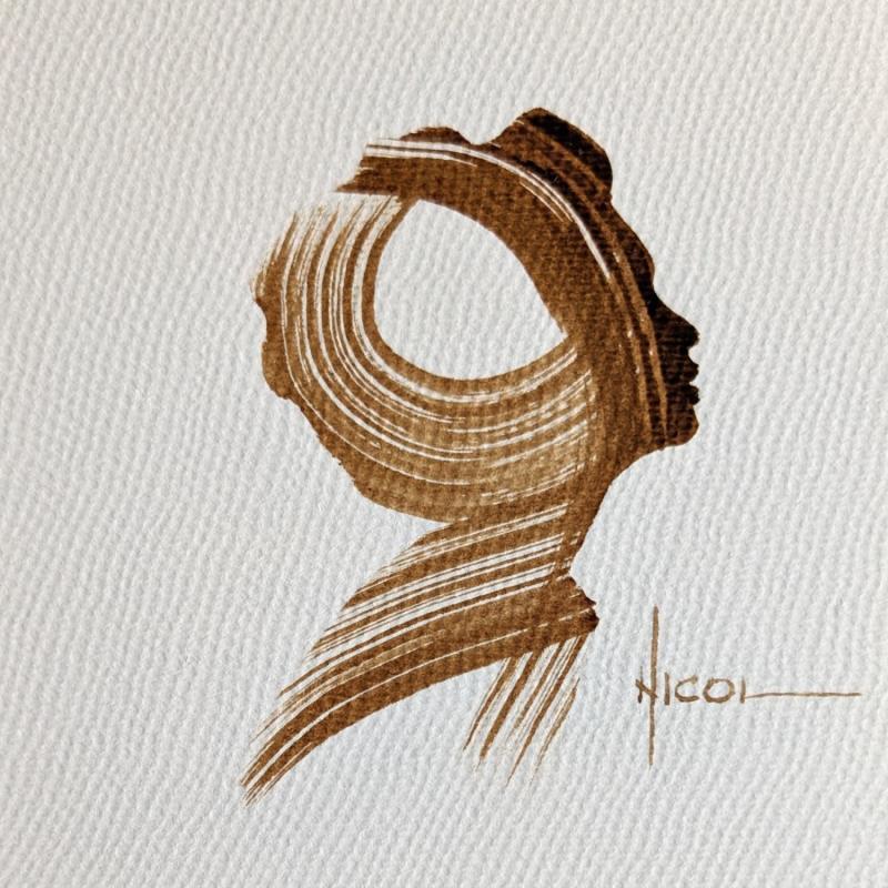 Gemälde Time CCXVII von Nicol | Gemälde Figurativ Porträt Minimalistisch Schwarz & Weiß Papier