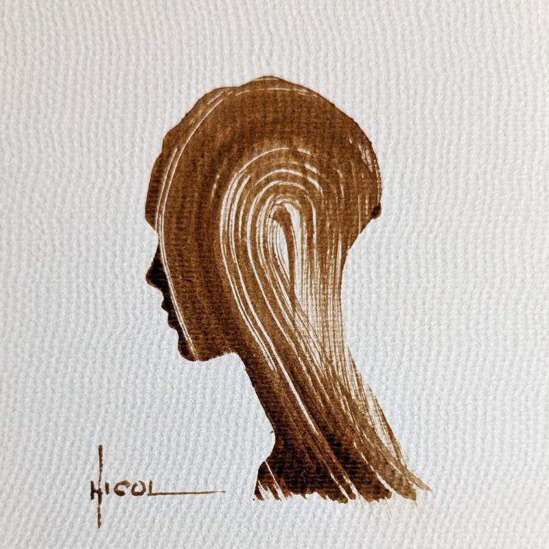 Painting Time CCXIX by Nicol | Painting Figurative Portrait Minimalist Black & White Ink