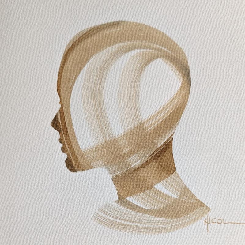 Painting Time CCCXXX by Nicol | Painting Figurative Portrait Minimalist Black & White Ink Paper