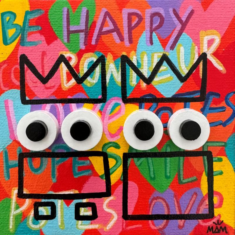 Painting BE HAPPY by Mam | Painting Pop-art Pop icons Acrylic