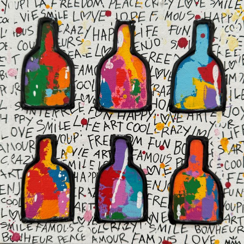 Painting WHITE BOTTLES by Mam | Painting Pop-art Pop icons Still-life Black & White Acrylic