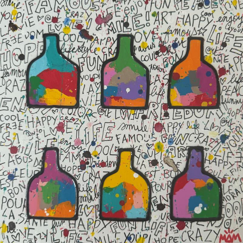 Gemälde POP BOTTLES von Mam | Gemälde Pop-Art Gesellschaft Pop-Ikonen Stillleben Acryl