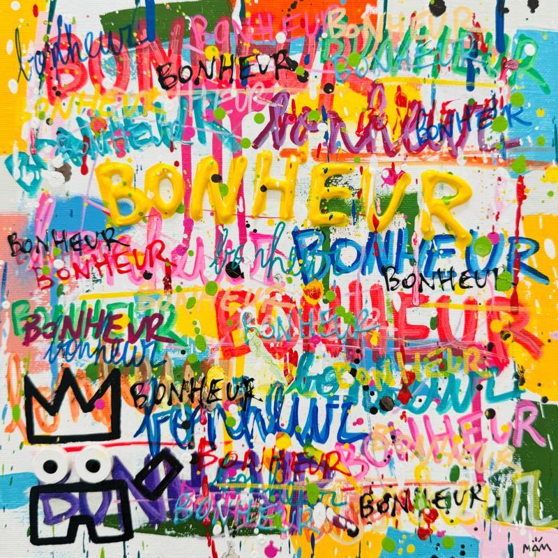 Peinture BONHEUR par Mam | Tableau Street Art Acrylique Icones Pop, Société, Urbain