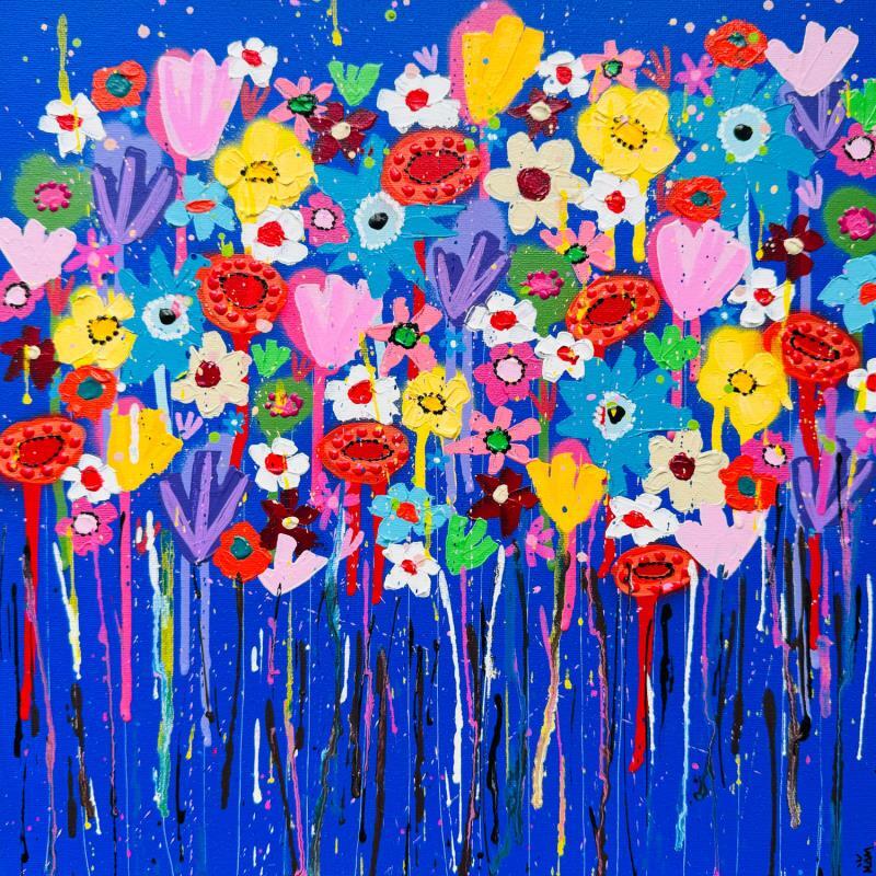 Painting BLUE FLOWERS by Mam | Painting Pop-art Pop icons Nature Still-life Acrylic