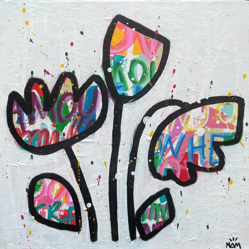 Gemälde POP FLOWERS von Mam | Gemälde Pop-Art Acryl Minimalistisch, Pop-Ikonen, Stillleben