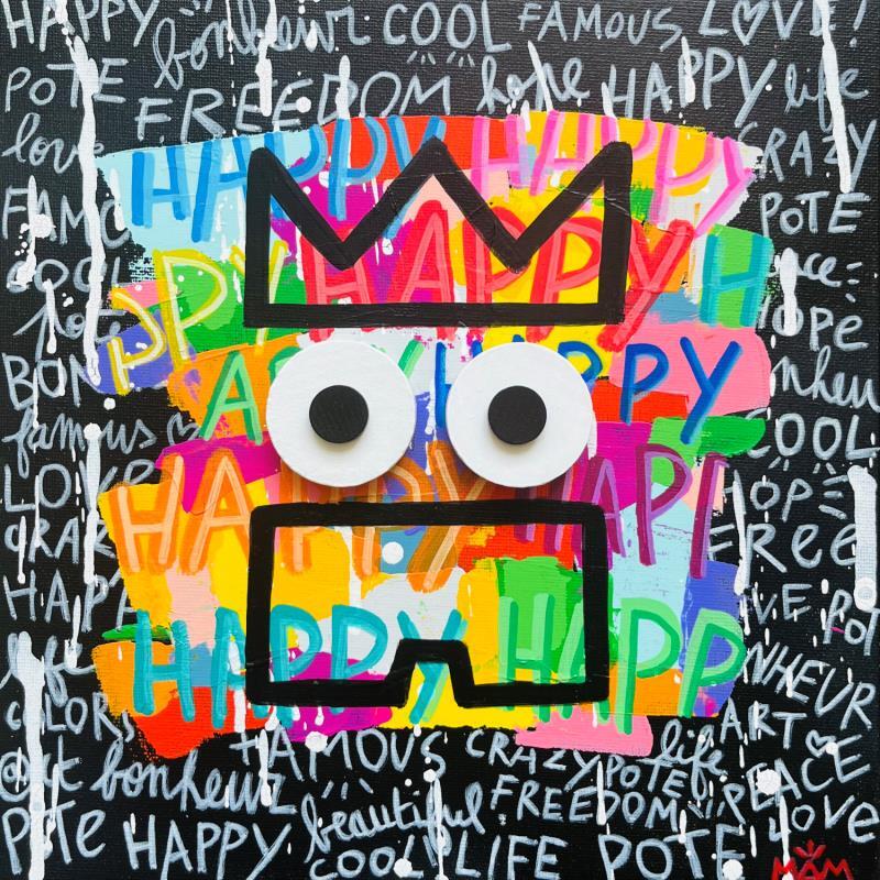 Painting HAPPY  POTE by Mam | Painting Pop-art Society Pop icons Black & White Acrylic