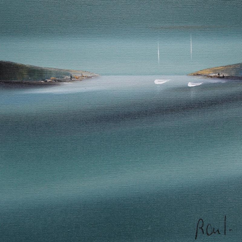 Peinture Rivage 68 par Roussel Marie-Ange et Fanny | Tableau Figuratif Marine Minimaliste Huile