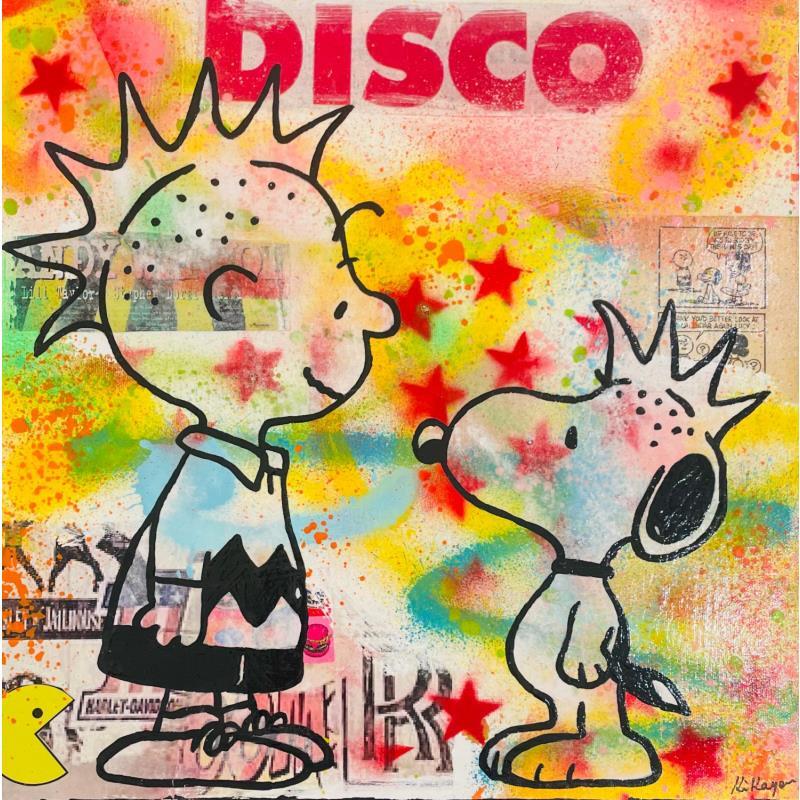 Peinture Snoopy Punk par Kikayou | Tableau Pop-art Graffiti Acrylique Collage