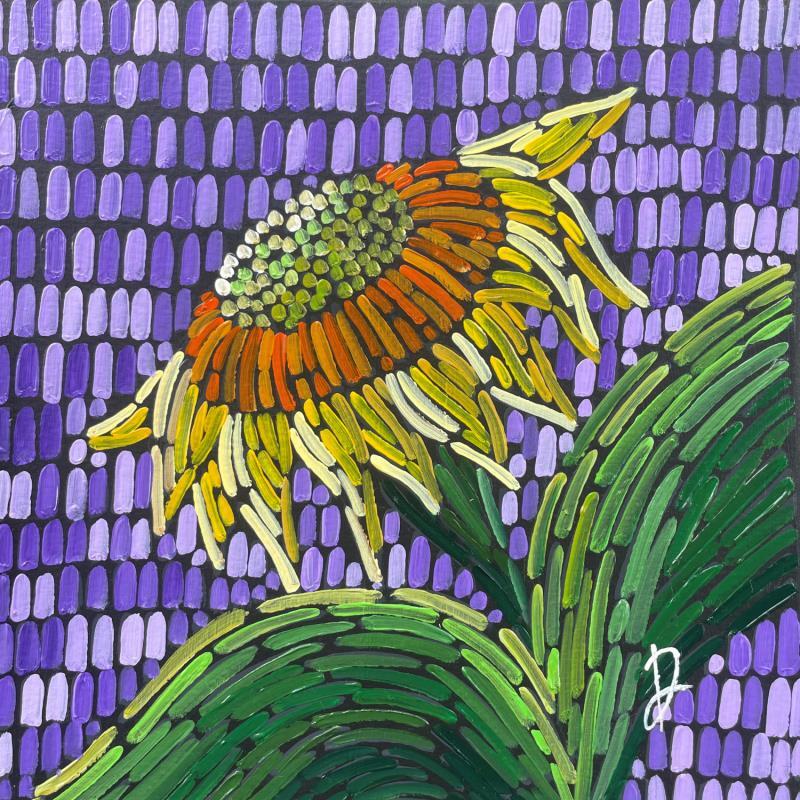 Painting Sunflower on purple 1 by Dmitrieva Daria | Painting Impressionism Nature Acrylic