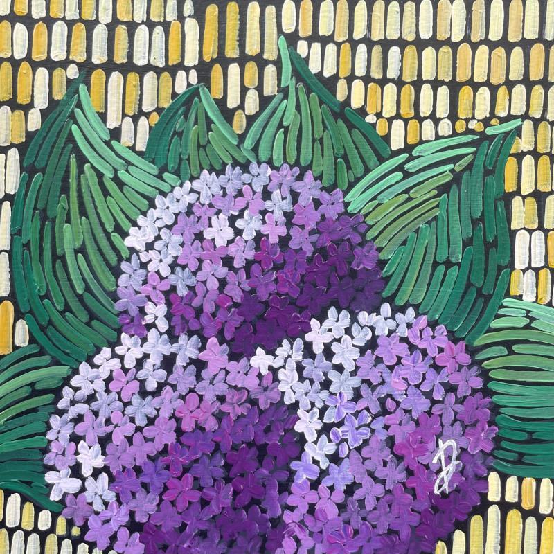Peinture hortensia violet 1 par Dmitrieva Daria | Tableau Impressionnisme Acrylique Nature