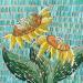 Painting Sunflowers on turquoise 1 by Dmitrieva Daria | Painting Impressionism Nature Acrylic