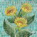 Painting Sunflowers on turquoise 2 by Dmitrieva Daria | Painting Impressionism Nature Acrylic