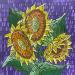 Gemälde Sunflowers on purple  von Dmitrieva Daria | Gemälde Impressionismus Natur Acryl